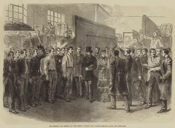 The Emperor and Empress of the French visiting the Eugene Barracks after the Plebiscite